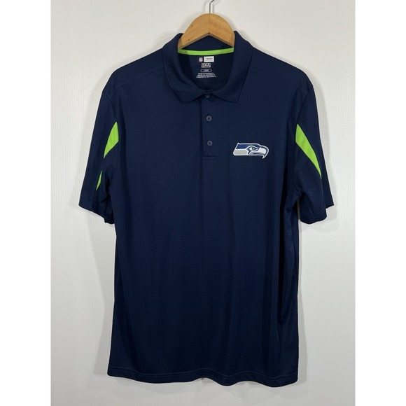 Fanatics Other - Seattle Seahawks Fanatics Polo Shirt‎ Mens Large Blue Green Colorblock TX3 Cool
